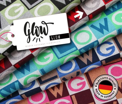 Bio Jacquard - Glow - rot/bordeaux/hellgrau - Glow Kollektion - Hamburger Liebe - Albstoffe